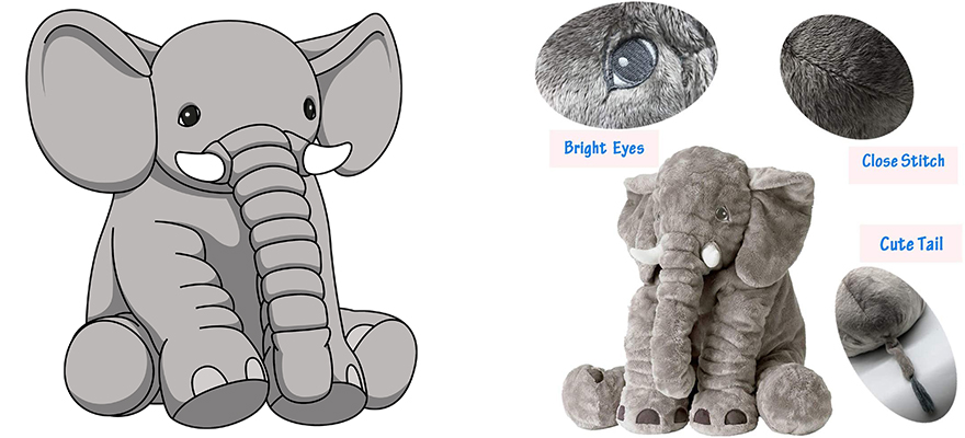 How to design and product big elephant plush toy