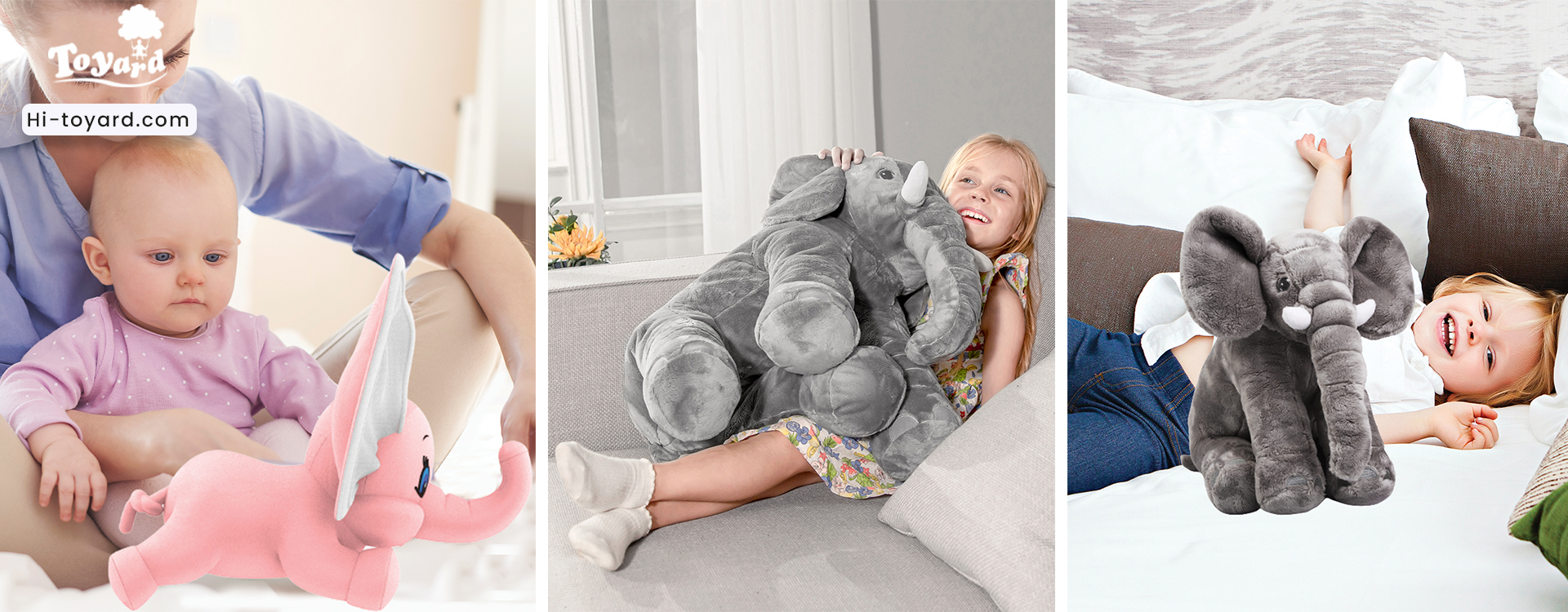 Size of personalized elephant stuffed animal for different ages childs
