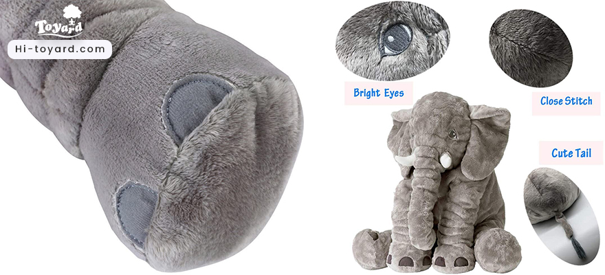 Stuffing and Embroidery of big soft elephant pillow