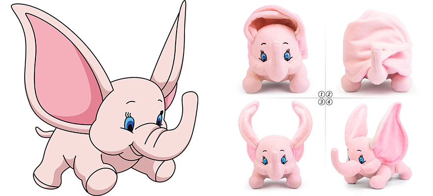 The Detailed Look of pink small elephant soft toy