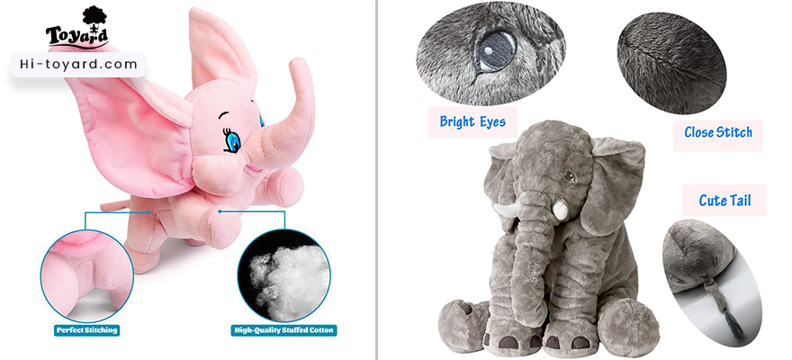 learn the detail of pink small elephant toys and big elephant soft toys