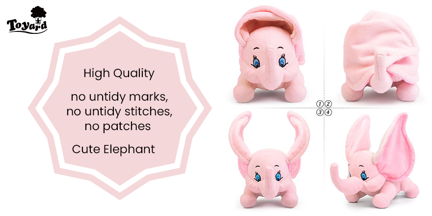 Cartoon elephant stuffed animal in pink color