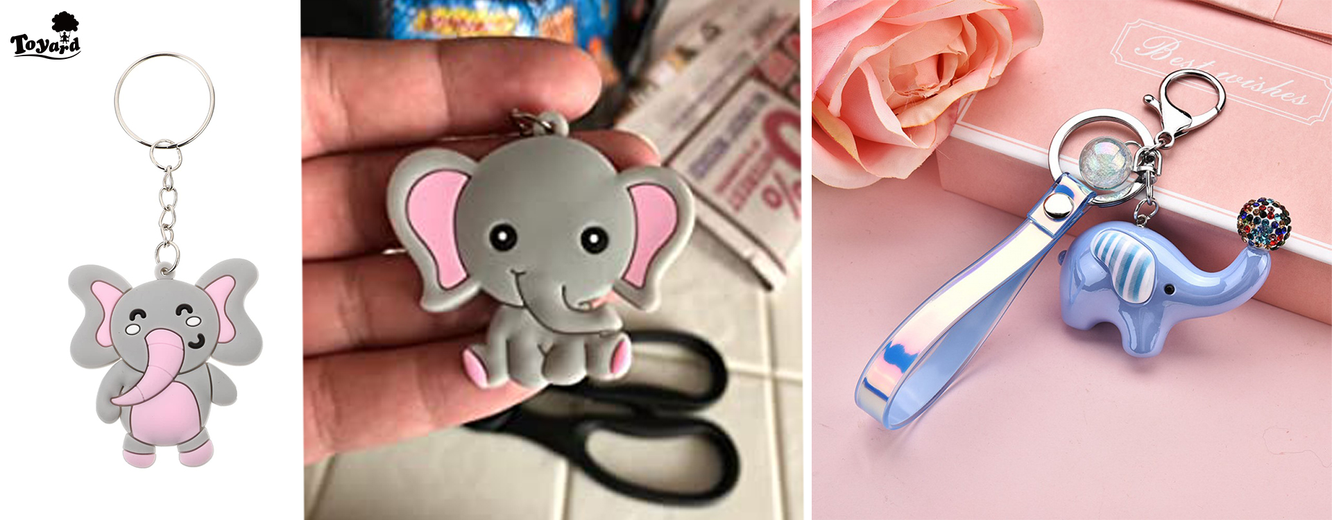 custom big stuffed elephant in defferent keychain