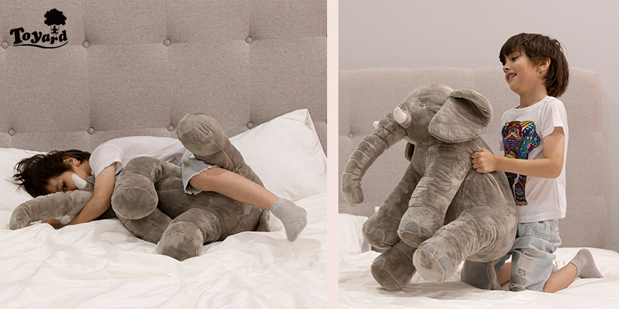 elephant soft toys play and sleep with little boys