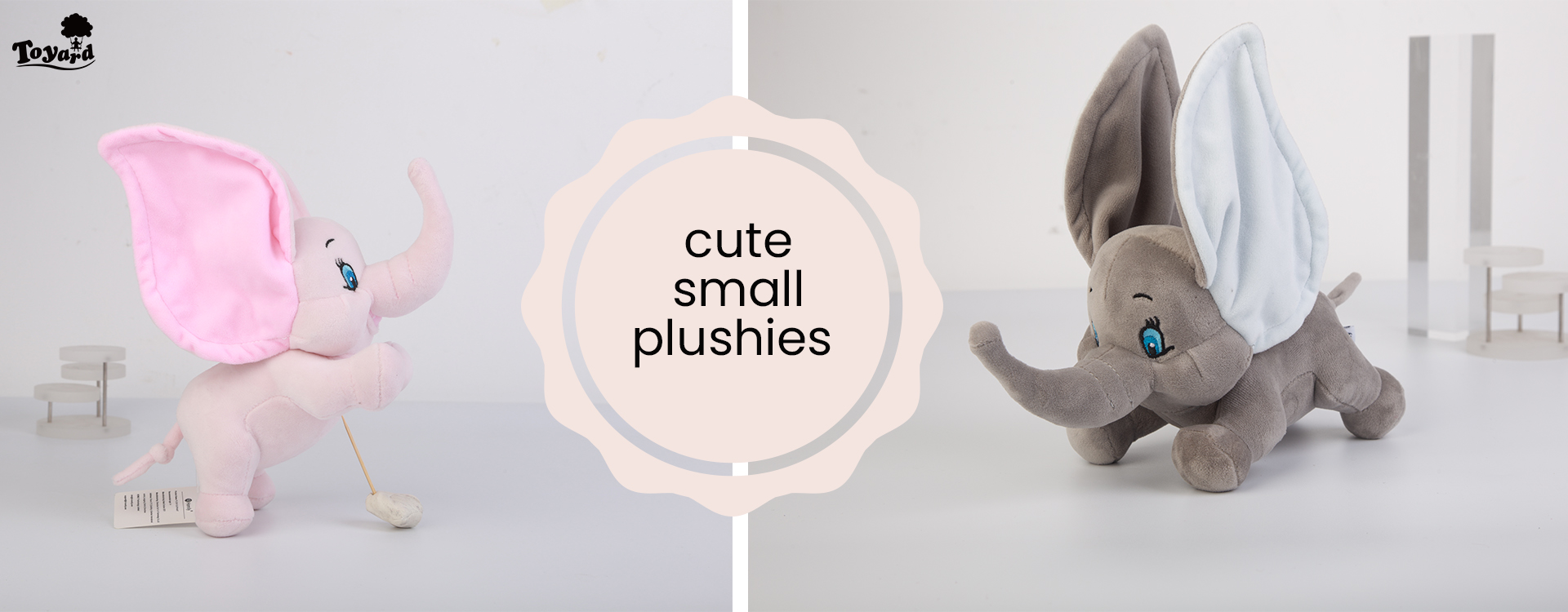 mini elephant plush toy have pink and grey color for choice