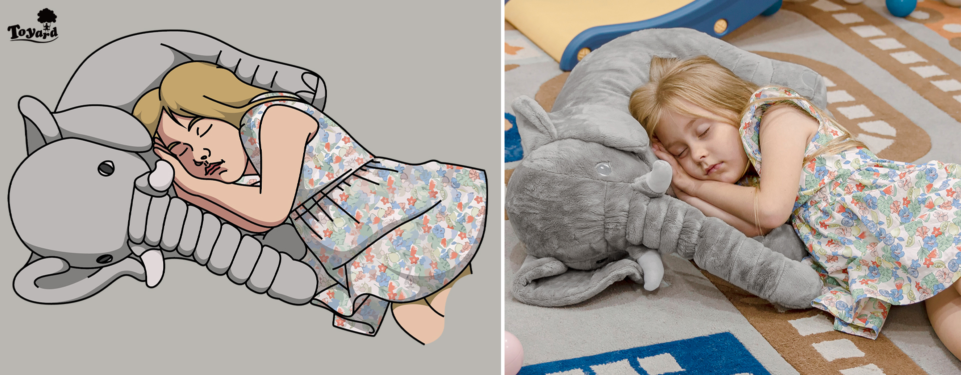 the initial look of customized bedtime pillow elephant