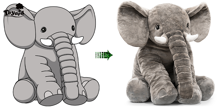 we design elephant big toy and make the sample