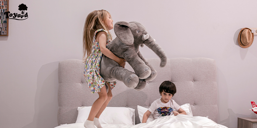 stuffed elephant as Book Buddies with children