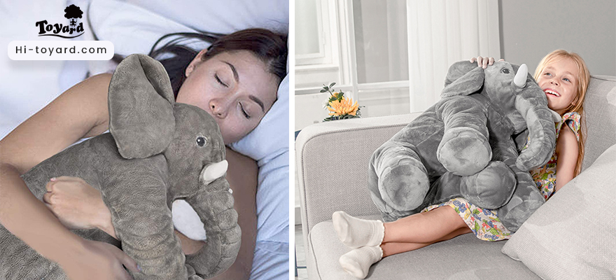 stuffed elephant plush pillow as holiday gift for family